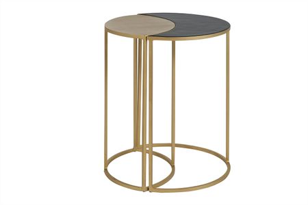 Table d'appoint en métal laqué noir et doré TOSCANE