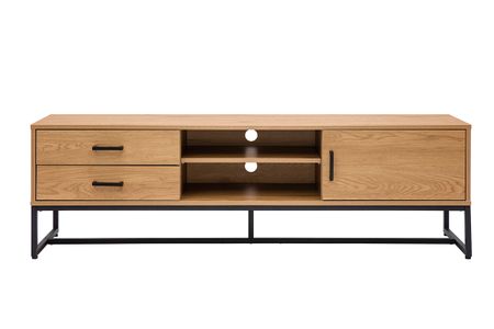 Meuble TV finition bois clair chêne et métal noir L160 cm LOVATO