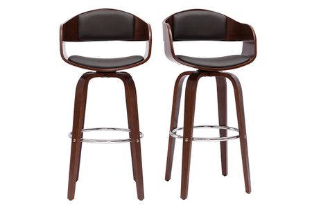 Tabourets de bar vintage pivotants 360° noyer H67.5 cm (lot de 2) GAO