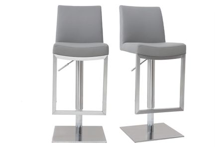 Tabourets de bar relevables gris et acier chromé (lot de 2) KYLE