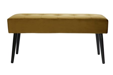 Banc design capitonné en tissu velours bronze et métal noir L96 cm GUESTA