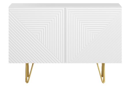 Buffet design gravé blanc mat et métal doré 2 portes L107 cm OZEN