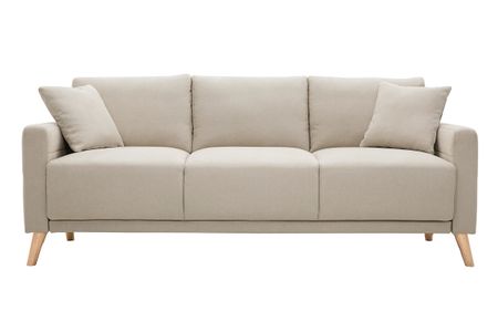 Canapé 3 places en tissu beige et bois clair MUNIK