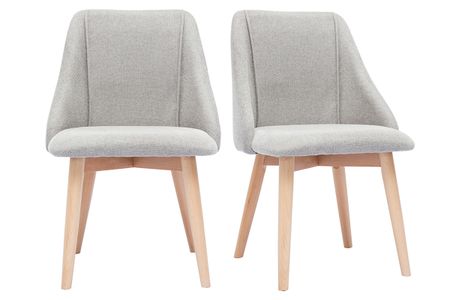 Chaises scandinaves en tissu effet velours texturé gris clair et bois clair (lot de 2) HIGGINS