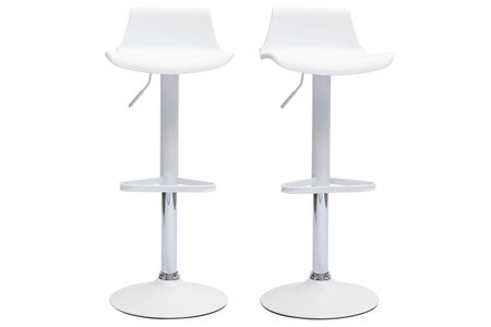 Tabourets de bar design réglables blancs 360° (lot de 2) KRONOS