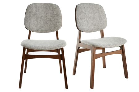 Chaises vintage en tissu gris clair et bois foncé (lot de 2) SOQUETTE