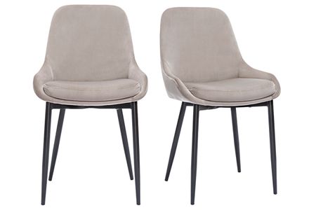 Chaises design en tissu velours taupe et métal noir (lot de 2) HOLO