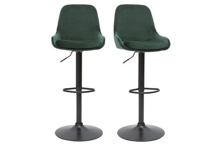 Tabourets de bar design réglables velours vert (lot de 2) HOLO