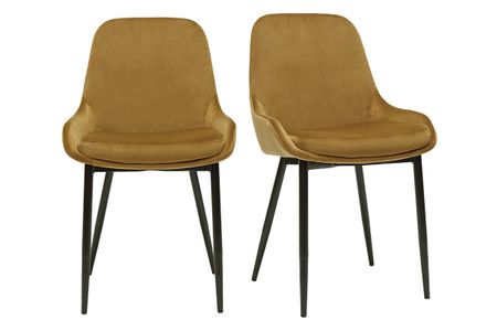 Chaises design en tissu velours bronze et métal noir (lot de 2) HOLO