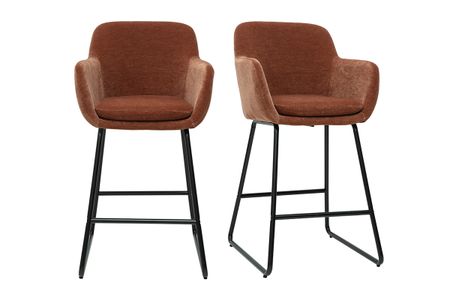 Tabourets de bar en tissu effet velours terre brûlée H65 cm (lot de 2) AMIKA