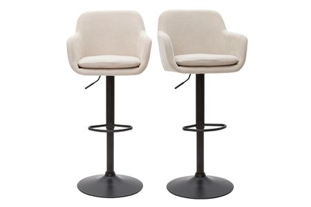 Tabourets de bar réglables tissu effet velours beige et métal (lot de 2) AMIKA