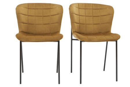 Chaises design en tissu velours bronze et métal noir (lot de 2) SAIGA