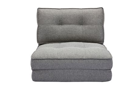 Chauffeuse 1 place convertible en tissu gris chiné SALLY