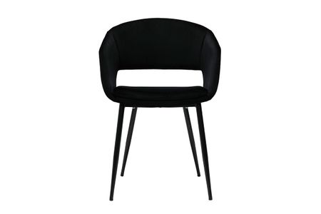 Chaise design noire en tissu velours et métal PRISMA