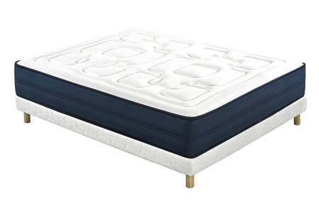 Lit 2 places 140x200 cm avec sommier tapissier et matelas avec accueil mousse mémoire de forme BENJI