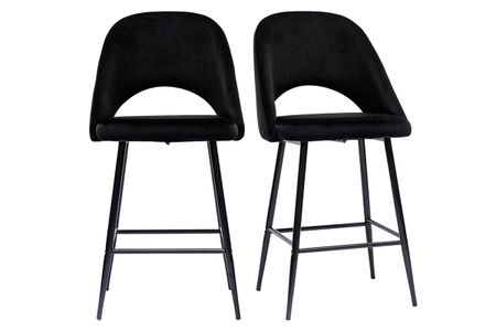 Tabourets de bar en velours noir et métal H65 cm (lot de 2) COSETTE