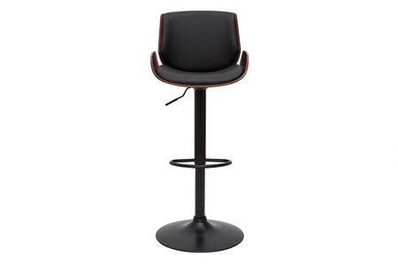 Tabouret de bar relevable noir et bois foncé VESPER