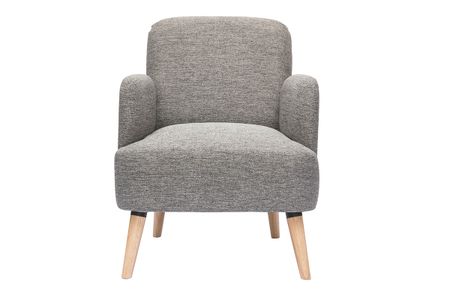 Fauteuil scandinave en tissu gris clair et bois clair ISKO