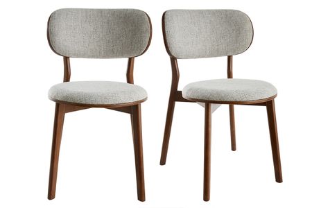 Chaises scandinaves en tissu gris clair et bois foncé noyer (lot de 2) FAUVETTE