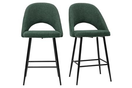 Tabourets de bar en tissu effet velours texturé vert H65 cm (lot de 2) COSETTE