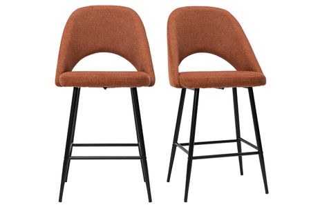 Tabourets de bar en tissu effet velours texturé terre brûlée H65 cm (lot de 2) COSETTE