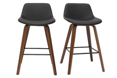 Tabourets de bar design noir et noyer H65 cm (lot de 2) NONIE