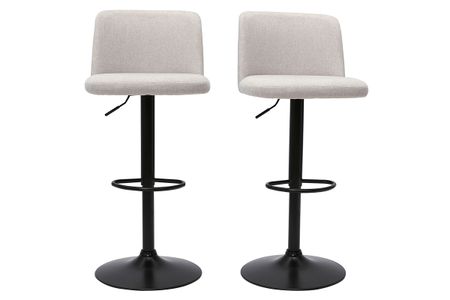 Tabourets de bar réglables en tissu effet velours texturé beige et métal noir (lot de 2) MONTI
