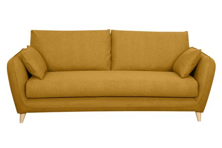 Canapé convertible scandinave 3 places jaune cumin avec matelas 10 cm CREEP