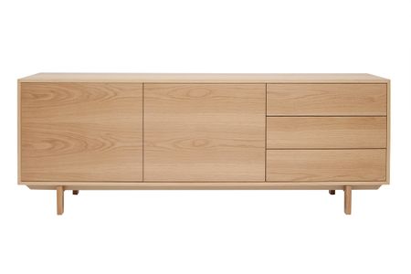 Buffet scandinave en bois clair 2 portes 3 tiroirs L195cm SID