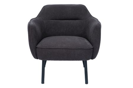 Fauteuil design en tissu effet velours gris foncé et métal noir LAURENS