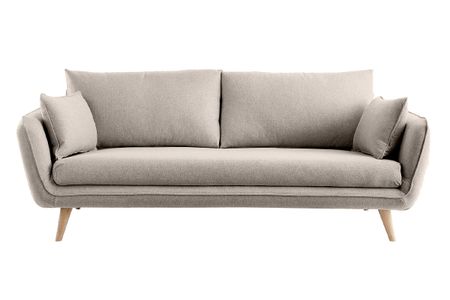 Canapé scandinave 3 places en tissu beige et bois clair CREEP
