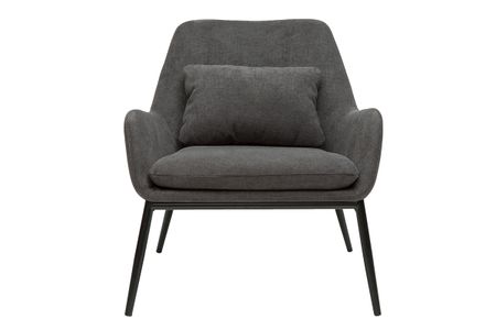 Fauteuil design en tissu effet velours gris foncé et métal noir MAXINE