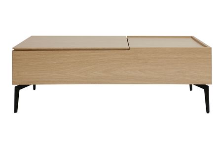 Table basse relevable rectangulaire bois clair finition chêne et métal noir L103 cm SEDA