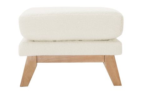 Pouf poggiapiedi scandinavo sfoderabile bianco effetto lana bouclé OSLO