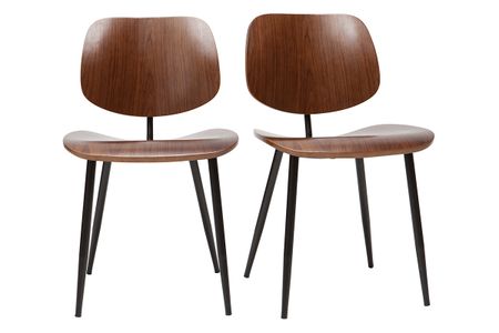 Chaises en bois foncé noyer et métal noir (lot de 2) TOBIAS