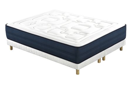 Lit 2 places 180x200 cm avec sommiers tapissiers et matelas avec accueil mousse à mémoire de forme BENJI