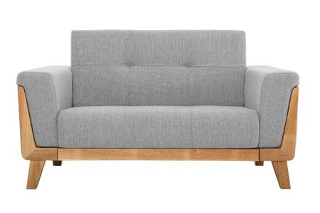 Canapé scandinave 2 places en tissu gris et bois clair FJORD