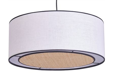 Suspension cylindrique en lin blanc et rabane naturelle D50 cm TRAVES