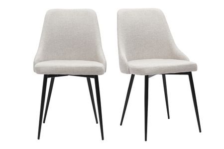 Chaises design en tissu effet velours beige naturel et métal noir (lot de 2) CULT