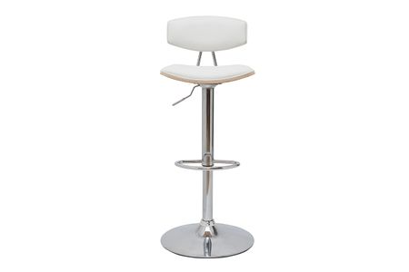 Tabouret de bar design réglable blanc et bois clair VASCO