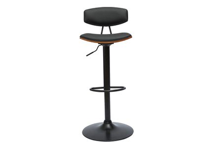 Tabouret de bar design réglable noir et bois foncé VASCO