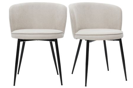 Chaises design en tissu effet velours beige et métal noir (lot de 2) SERIF