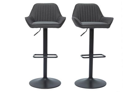 Tabourets de bar réglables design en tissu gris anthracite (lot de 2) RONNIE