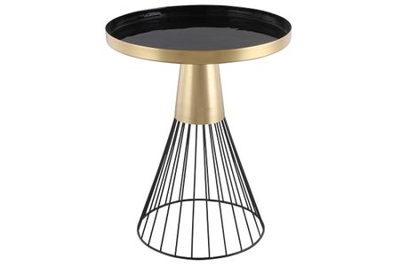 Table d'appoint ronde en acier laqué noir et doré D41 cm SPLEEN