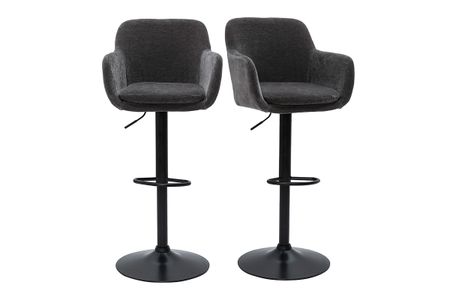 Tabourets de bar réglables tissu effet velours gris foncé et métal (lot de 2) AMIKA