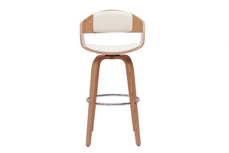 Tabouret de bar design pivotant blanc et bois clair H67.5 cm GAO