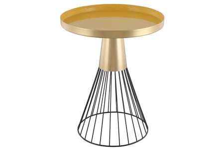 Table d'appoint ronde en acier laqué moutarde et doré D41 cm SPLEEN