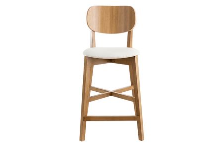Tabouret de bar bois clair chêne et blanc H65 cm LUCIA