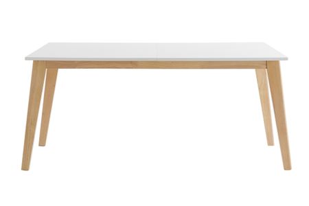 Table extensible rallonges intégrées rectangulaire blanche et bois clair L160-205 cm SWAD
