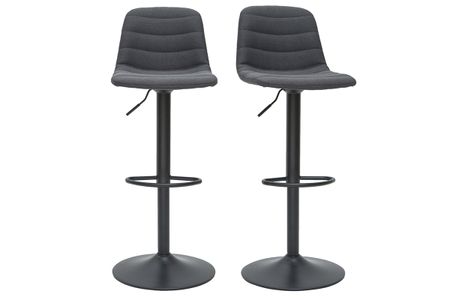 Tabourets de bar réglables tissu et métal gris foncé (lot de 2) SAURY